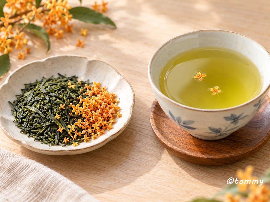 緑茶と乾燥金木犀